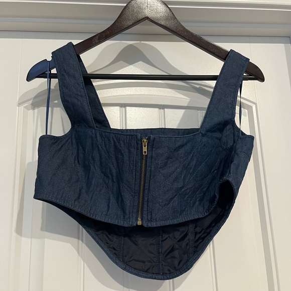 NWOT Lioness Urban Outfitters Quilted Denim Corset - Picture 2 of 3